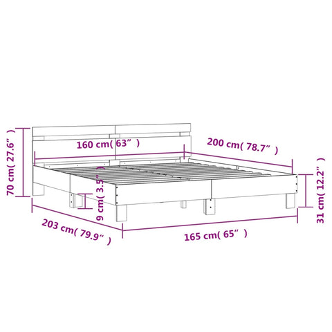 vidaXL Bed Frame without Mattress Brown Oak 160x200 cm