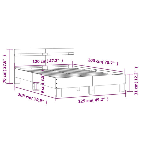 vidaXL Bed Frame without Mattress Sonoma Oak 120x200 cm