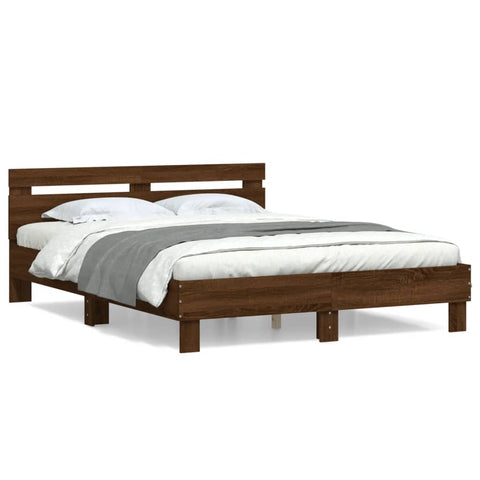vidaXL Bed Frame without Mattress Brown Oak 140x190 cm