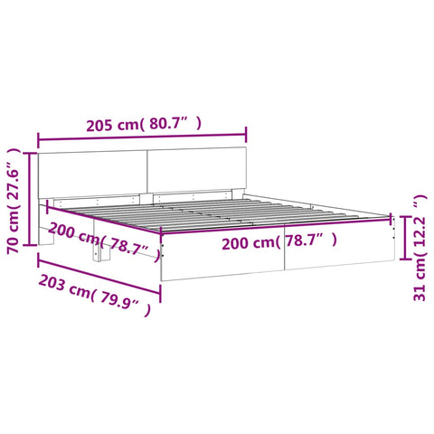 vidaXL Bed Frame without Mattress Brown Oak 200x200 cm