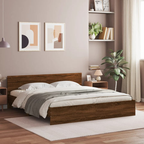 vidaXL Bed Frame without Mattress Brown Oak 200x200 cm