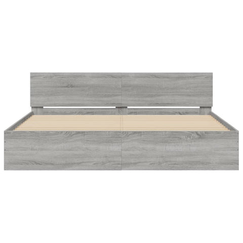 vidaXL Bed Frame without Mattress Grey Sonoma 180x200 cm Super King