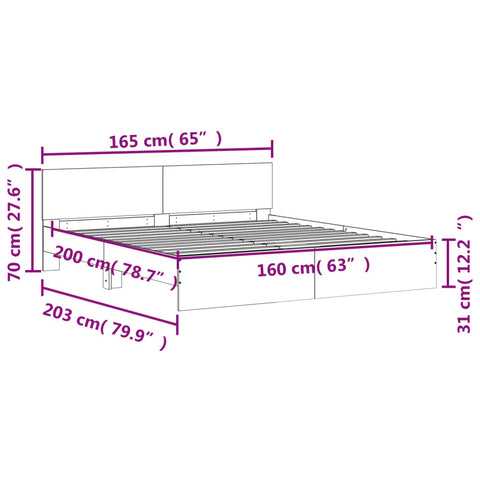 vidaXL Bed Frame without Mattress Concrete Grey 160x200 cm