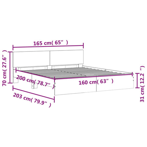 vidaXL Bed Frame without Mattress Grey Sonoma 160x200 cm