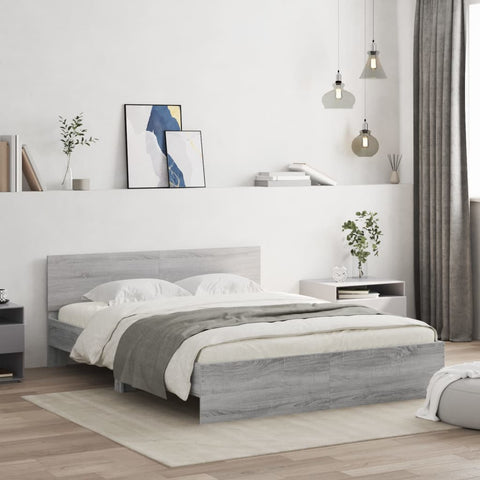 vidaXL Bed Frame without Mattress Grey Sonoma 150x200 cm King Size
