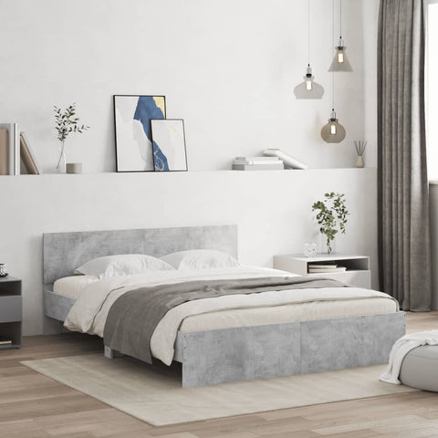 vidaXL Bed Frame without Mattress Concrete Grey 140x190 cm
