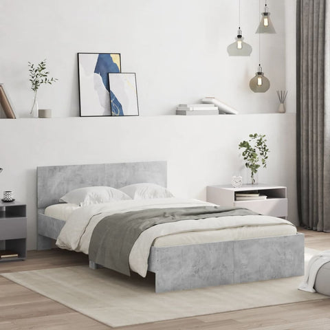 vidaXL Bed Frame without Mattress Concrete Grey 135x190 cm Double