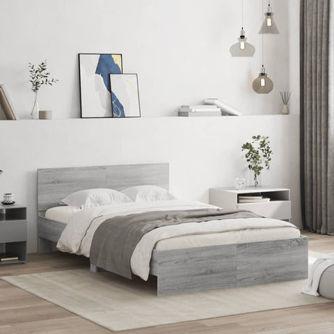 vidaXL Bed Frame without Mattress Grey Sonoma 135x190 cm Double
