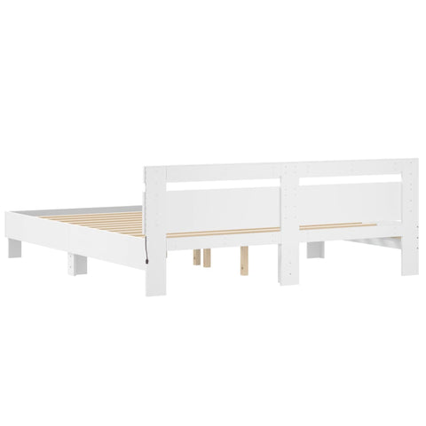vidaXL Bed Frame with LED without Mattress White 200x200 cm