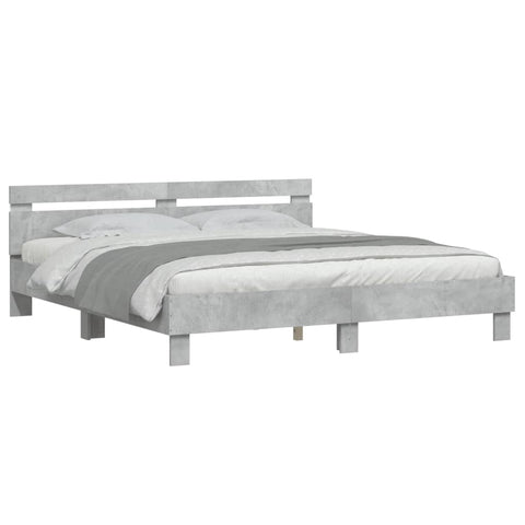 vidaXL Bed Frame with LED without Mattress Concrete Grey 200x200 cm