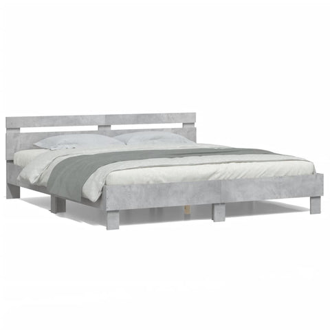 vidaXL Bed Frame with LED without Mattress Concrete Grey 200x200 cm