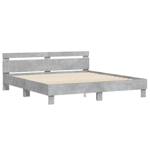 vidaXL Bed Frame with LED without Mattress Concrete Grey 200x200 cm