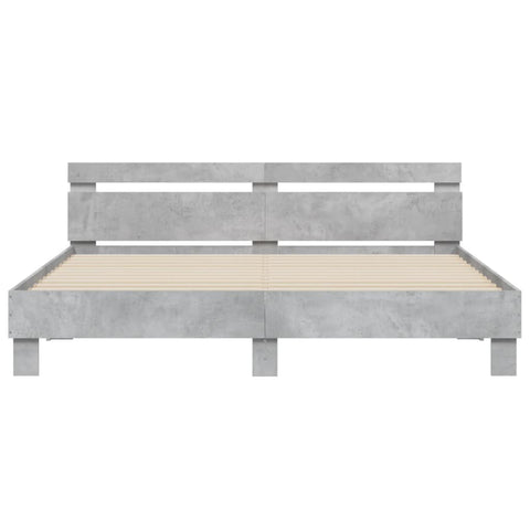 vidaXL Bed Frame with LED without Mattress Concrete Grey 200x200 cm