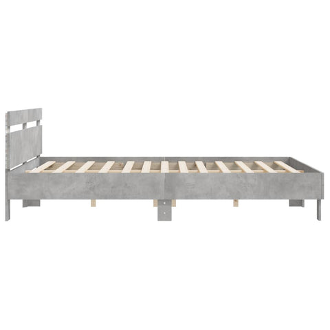 vidaXL Bed Frame with LED without Mattress Concrete Grey 200x200 cm
