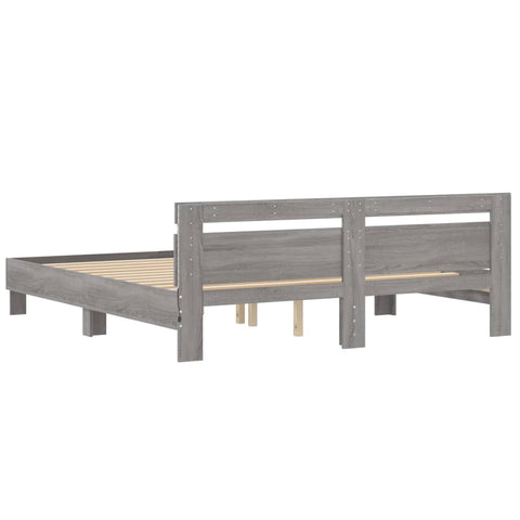 vidaXL Bed Frame with LED without Mattress Grey Sonoma 200x200 cm