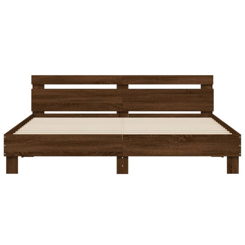 vidaXL Bed Frame with LED without Mattress Brown Oak 200x200 cm
