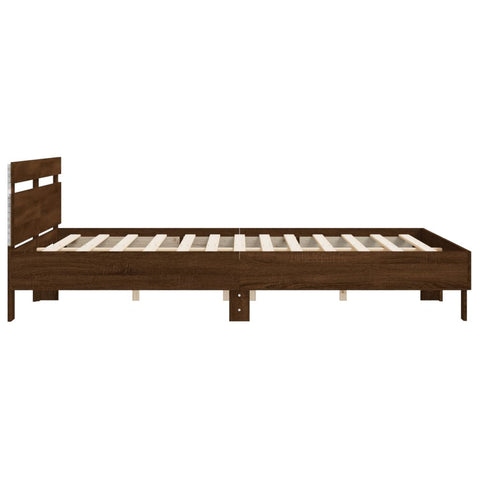 vidaXL Bed Frame with LED without Mattress Brown Oak 200x200 cm
