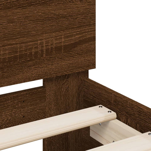 vidaXL Bed Frame with LED without Mattress Brown Oak 200x200 cm