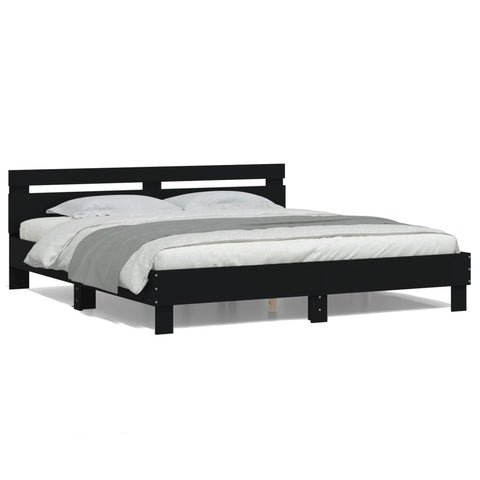 vidaXL Bed Frame with LED without Mattress Black 180x200 cm Super King
