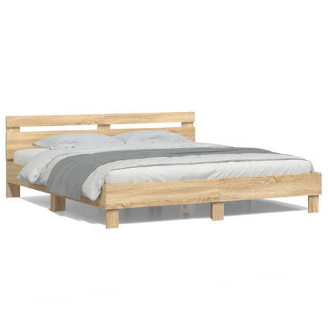 vidaXL Bed Frame with LED without Mattress Sonoma Oak 180x200 cm Super King