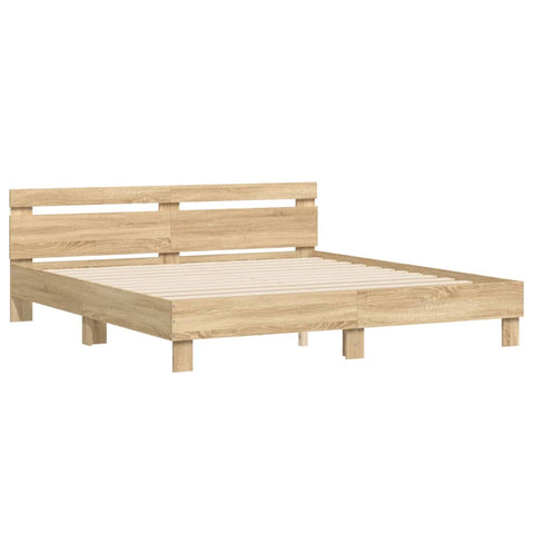 vidaXL Bed Frame with LED without Mattress Sonoma Oak 180x200 cm Super King