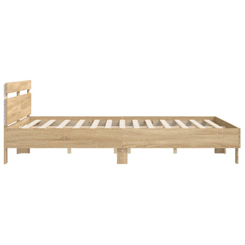 vidaXL Bed Frame with LED without Mattress Sonoma Oak 180x200 cm Super King