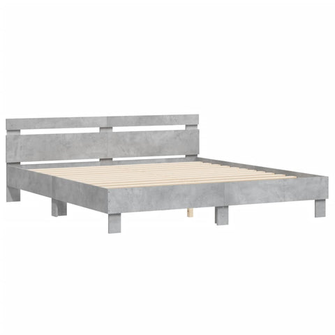 vidaXL Bed Frame with LED without Mattress Concrete Grey 180x200 cm Super King
