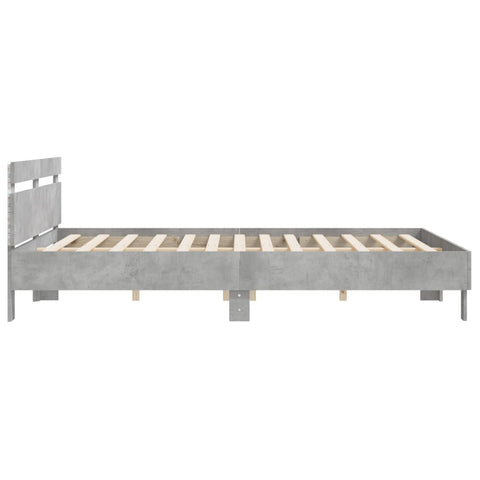 vidaXL Bed Frame with LED without Mattress Concrete Grey 180x200 cm Super King