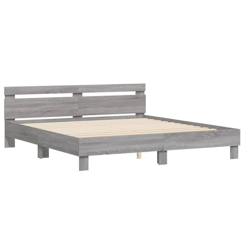 vidaXL Bed Frame with LED without Mattress Grey Sonoma 180x200 cm Super King