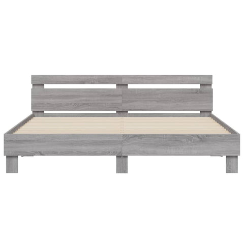 vidaXL Bed Frame with LED without Mattress Grey Sonoma 180x200 cm Super King