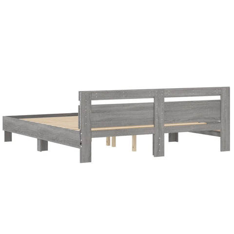 vidaXL Bed Frame with LED without Mattress Grey Sonoma 180x200 cm Super King