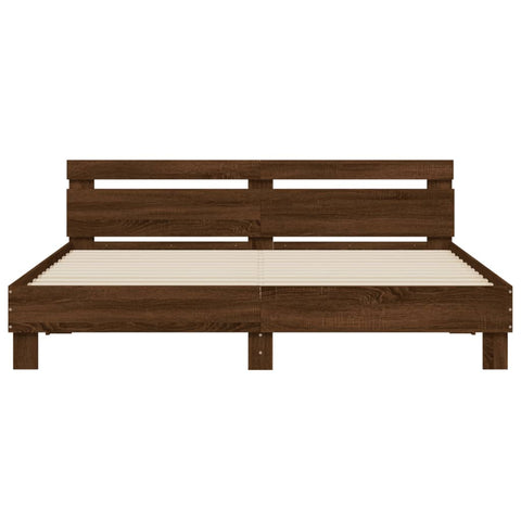 vidaXL Bed Frame with LED without Mattress Brown Oak 180x200 cm Super King