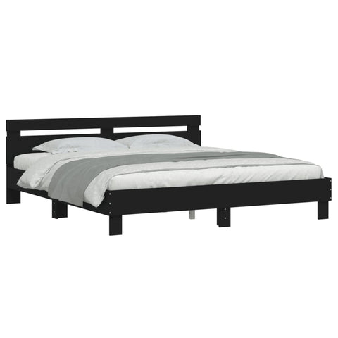 vidaXL Bed Frame with LED without Mattress Black 160x200 cm