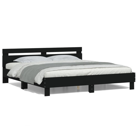 vidaXL Bed Frame with LED without Mattress Black 160x200 cm