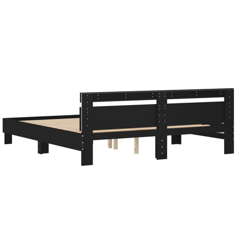 vidaXL Bed Frame with LED without Mattress Black 160x200 cm