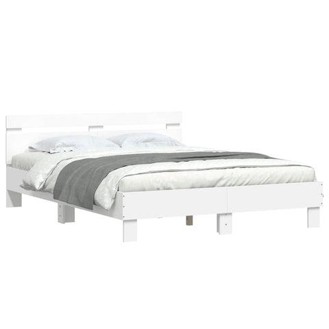 vidaXL Bed Frame with LED without Mattress White 150x200 cm King Size