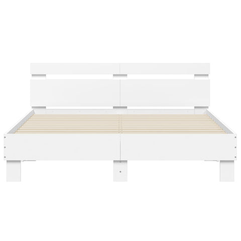 vidaXL Bed Frame with LED without Mattress White 150x200 cm King Size