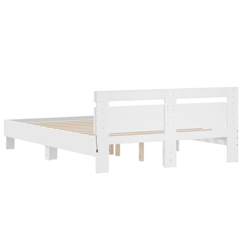 vidaXL Bed Frame with LED without Mattress White 150x200 cm King Size
