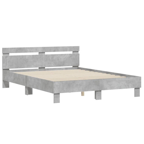 vidaXL Bed Frame with LED without Mattress Concrete Grey 150x200 cm King Size