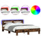 vidaXL Bed Frame with LED without Mattress Smoked Oak 150x200 cm King Size