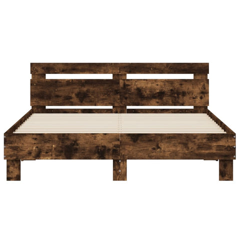 vidaXL Bed Frame with LED without Mattress Smoked Oak 150x200 cm King Size
