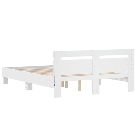 vidaXL Bed Frame with LED without Mattress White 140x200 cm