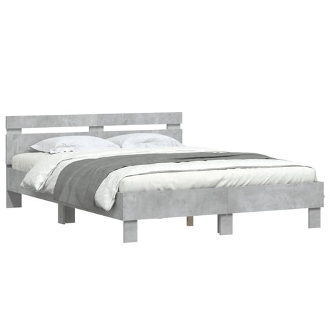 vidaXL Bed Frame with LED without Mattress Concrete Grey 140x200 cm