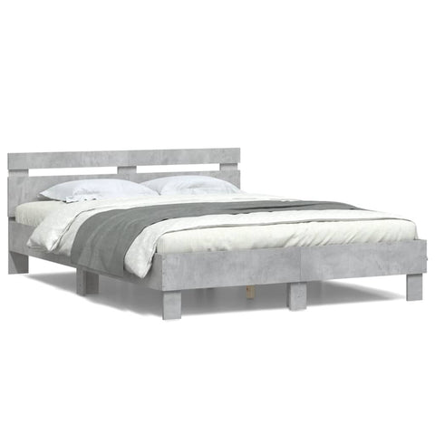 vidaXL Bed Frame with LED without Mattress Concrete Grey 140x200 cm