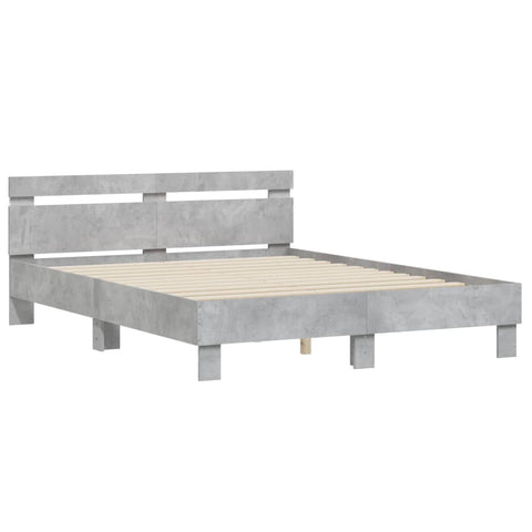 vidaXL Bed Frame with LED without Mattress Concrete Grey 140x200 cm