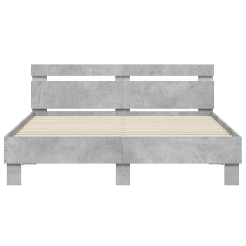 vidaXL Bed Frame with LED without Mattress Concrete Grey 140x200 cm