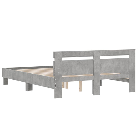 vidaXL Bed Frame with LED without Mattress Concrete Grey 140x200 cm