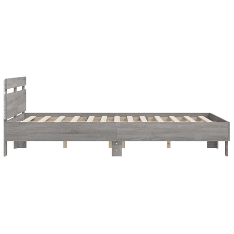 vidaXL Bed Frame with LED without Mattress Grey Sonoma 140x200 cm