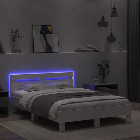 vidaXL Bed Frame with LED without Mattress White 120x200 cm
