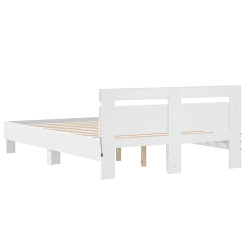 vidaXL Bed Frame with LED without Mattress White 120x200 cm